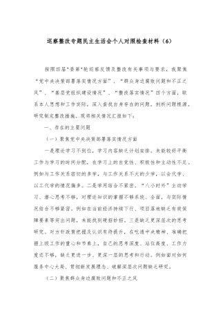 巡察整改专题民主生活会个人对照检查材料（6）
