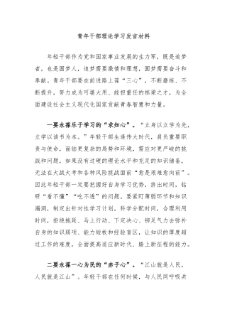 青年干部理论学习发言材料
