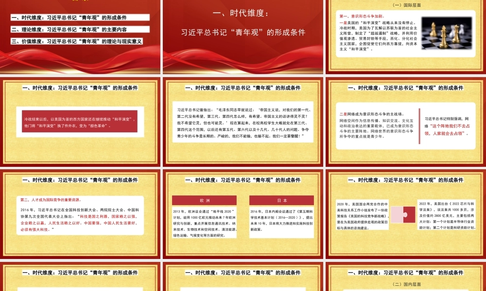 从时代、理论、价值维度领悟习近平总书记的“青年观”（青年干部主题PPT）