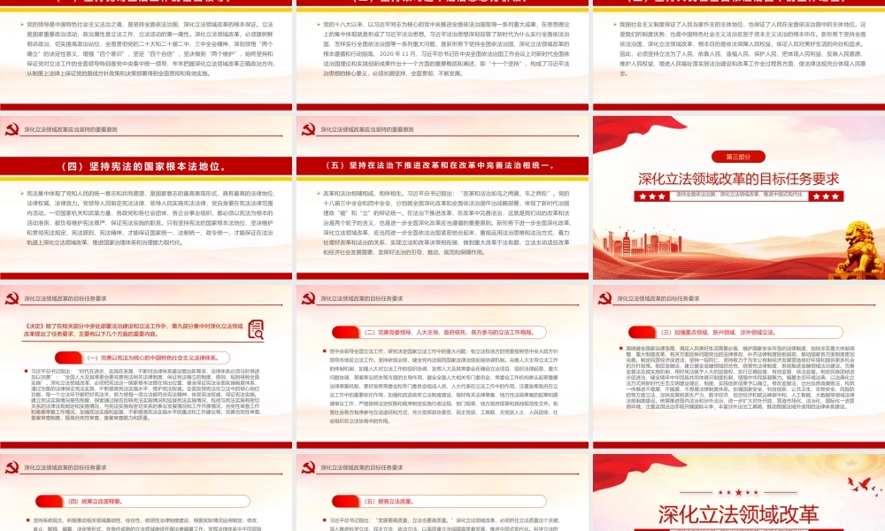 2024深化立法领域改革PPT党政风坚持全面依法治国党课课件