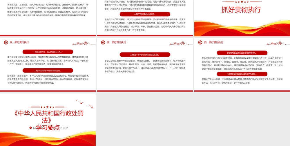 红色精美《中华人民共和国行政处罚法》学习要点PPT模板