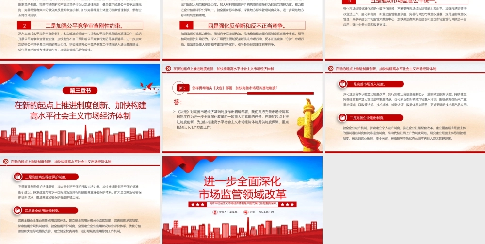 精美大气2024进一步全面深化市场监管领域改革PPT专题课件