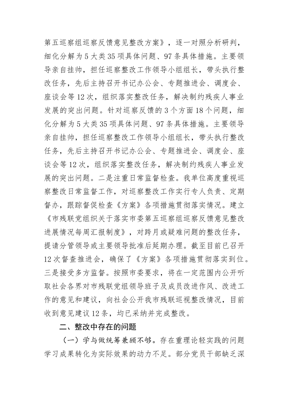 市残联2024年巡察整改工作总结_第3页