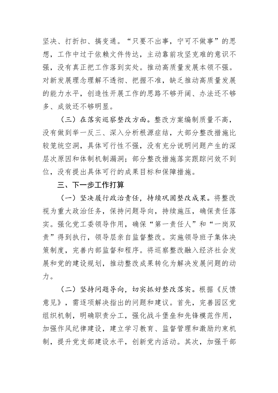 市工业园区2024年巡察整改工作总结_第3页