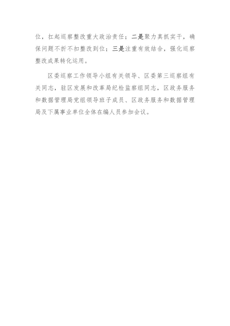 区委第三巡察组向区政务服务和数据管理局党组反馈巡察情况_第3页