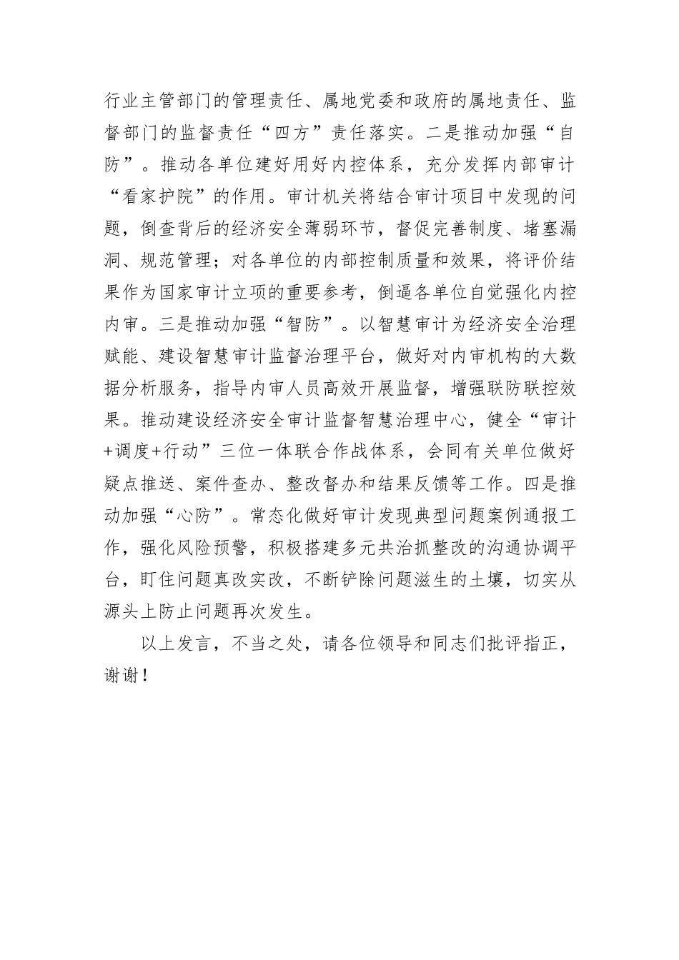 审计局长在市管干部学习贯彻党的二十届三中全会精神专题研讨班上的交流发言_第3页