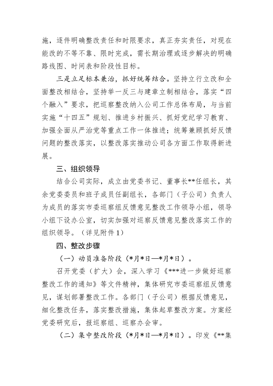公司落实巡察反馈问题整改工作方案_第2页