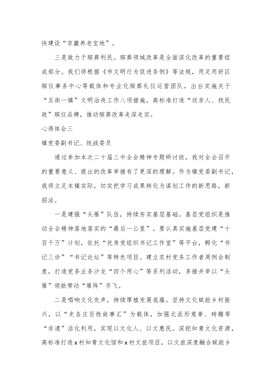 （4篇）在学习贯彻党的二十届三中全会精神专题研讨班上的发言汇编_第3页