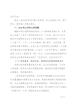 镇关于2024年上半年经济社会发展情况及下半年工作安排的报告