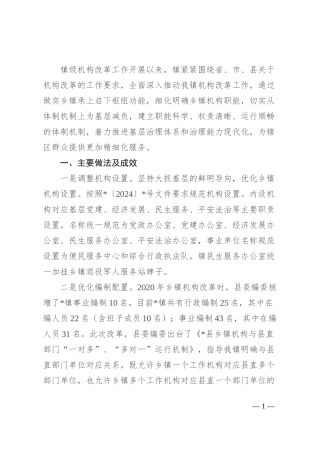 镇机构改革总结报告