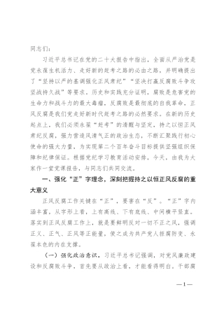 专题党课：持之以恒正风肃纪反腐 不断夺取党风廉政建设和反腐败斗争新胜利