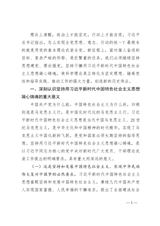 专题党课：坚持用习近平新时代中国特色社会主义思想凝心铸魂