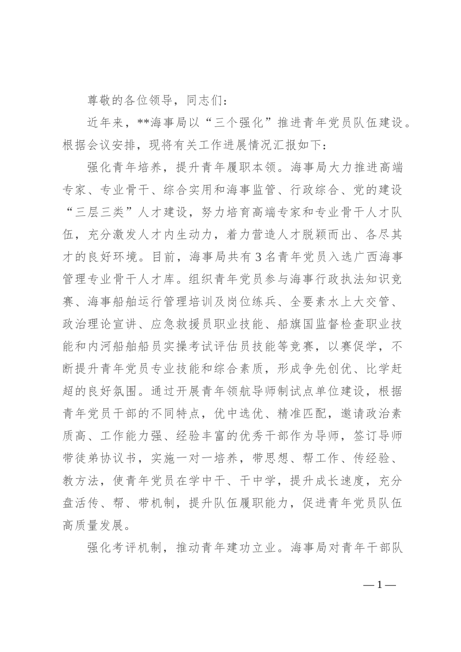在2024年市直机关青年党员队伍建设推进会上的汇报发言_第1页