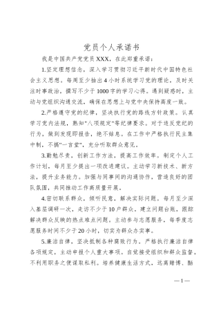 党员个人承诺书（八个方面）