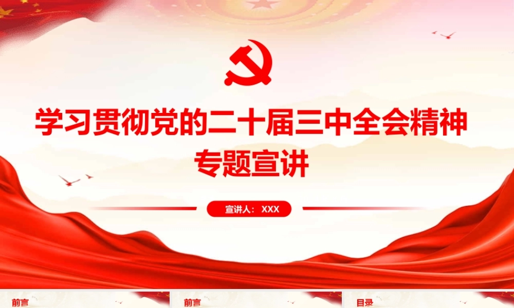 学习贯彻党的二十届三中全会精神专题宣讲提纲（含讲稿）