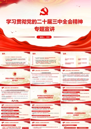 学习贯彻党的二十届三中全会精神专题宣讲提纲（含讲稿）