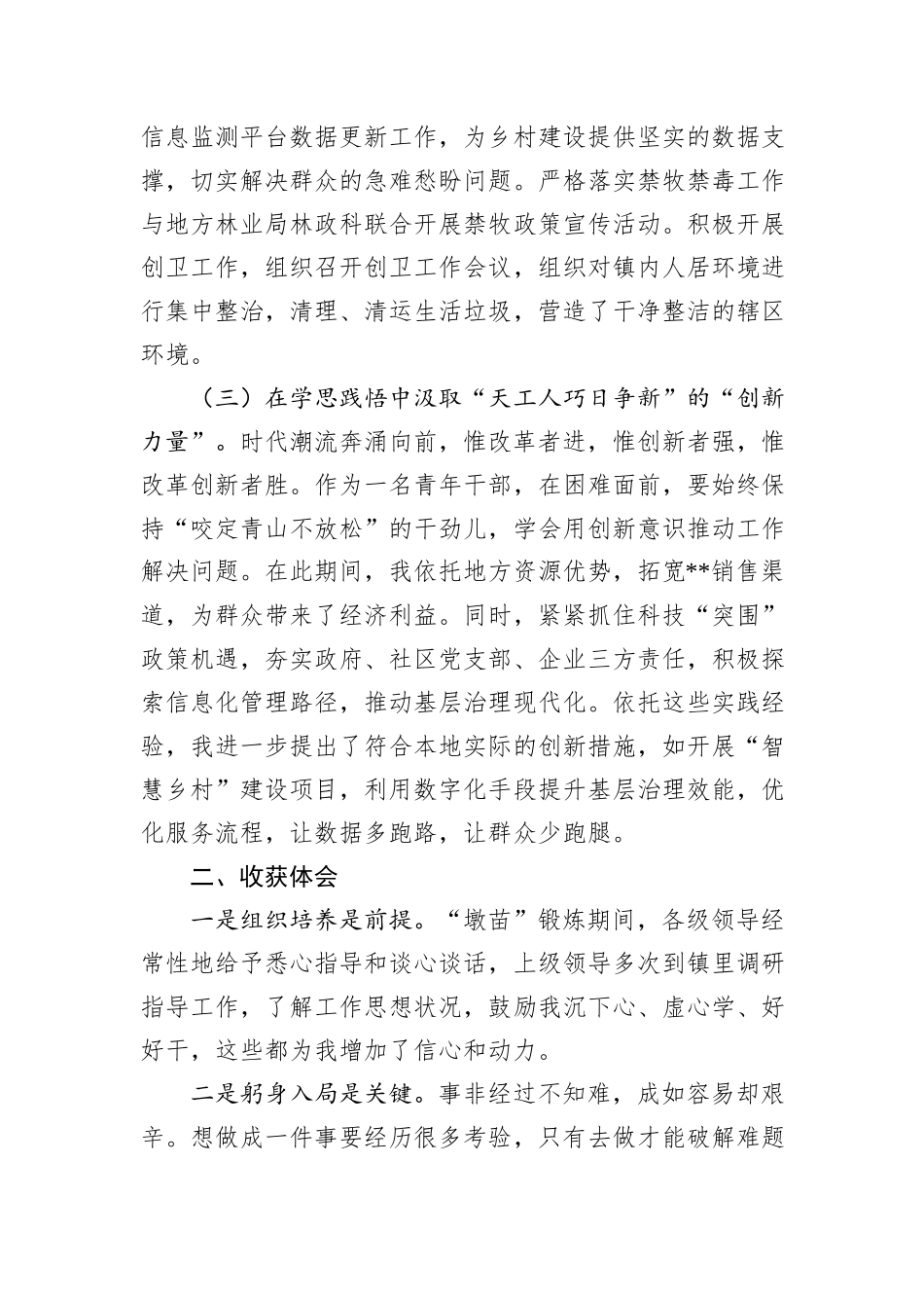 在“淬火”磨砺中破茧成蝶——墩苗干部工作总结_第2页
