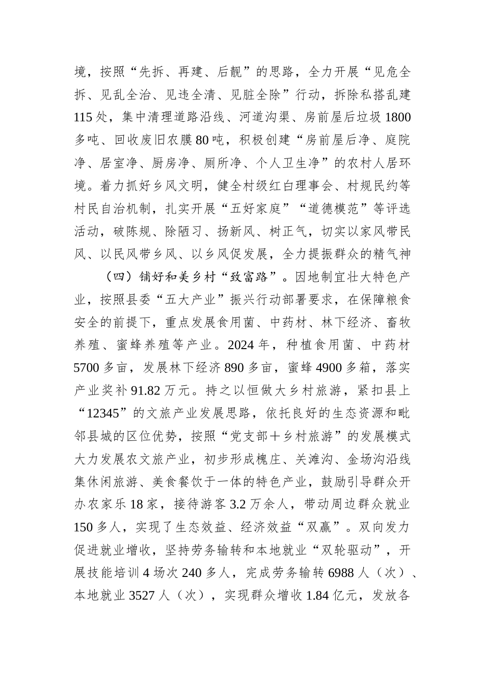 乡镇2024年度抓党建促乡村振兴工作总结_第3页