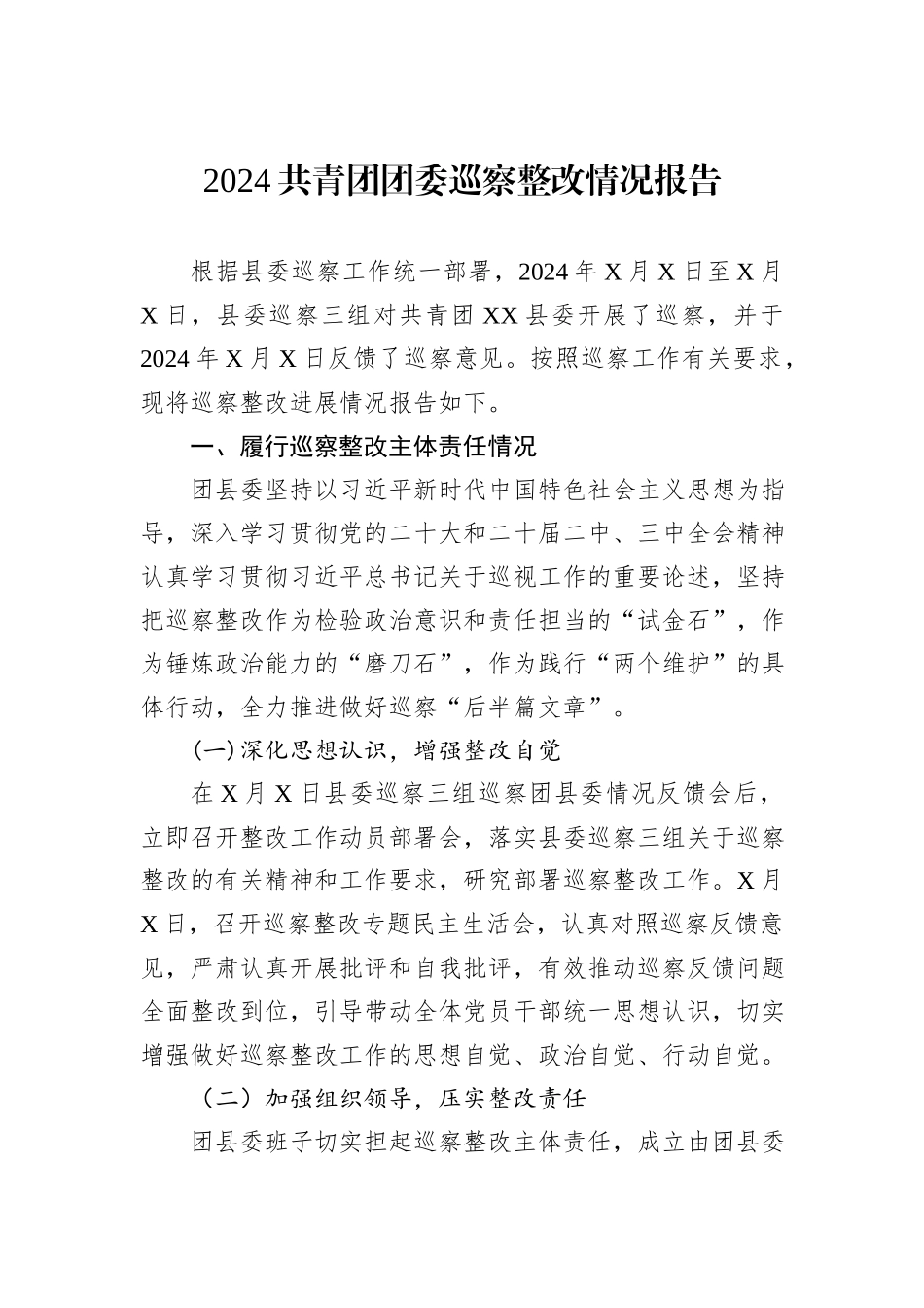 2024共青团团委巡察整改情况报告20241031_第1页