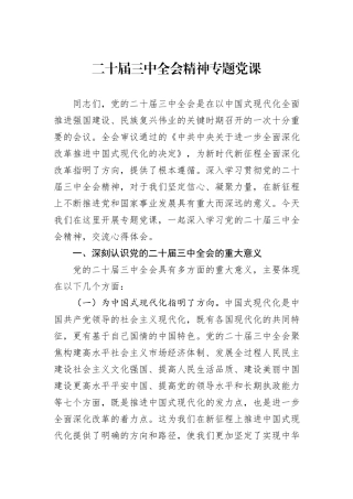 二十届三中全会精神专题党课20241031