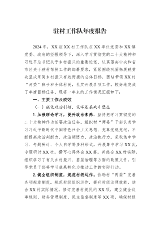 2024年驻村工作队年度报告