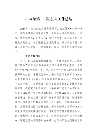 2024年第一书记驻村工作总结