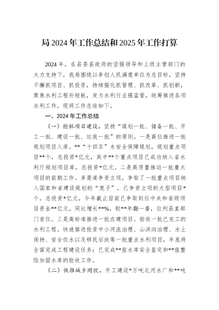 局2024年工作总结和2025年工作打算