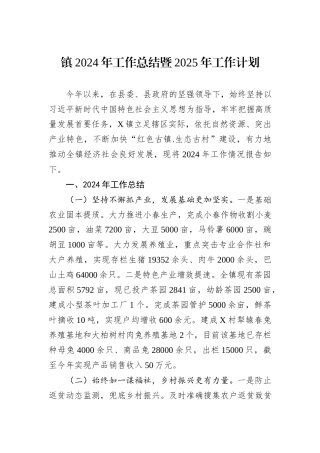 镇2024年工作总结暨2025年工作计划