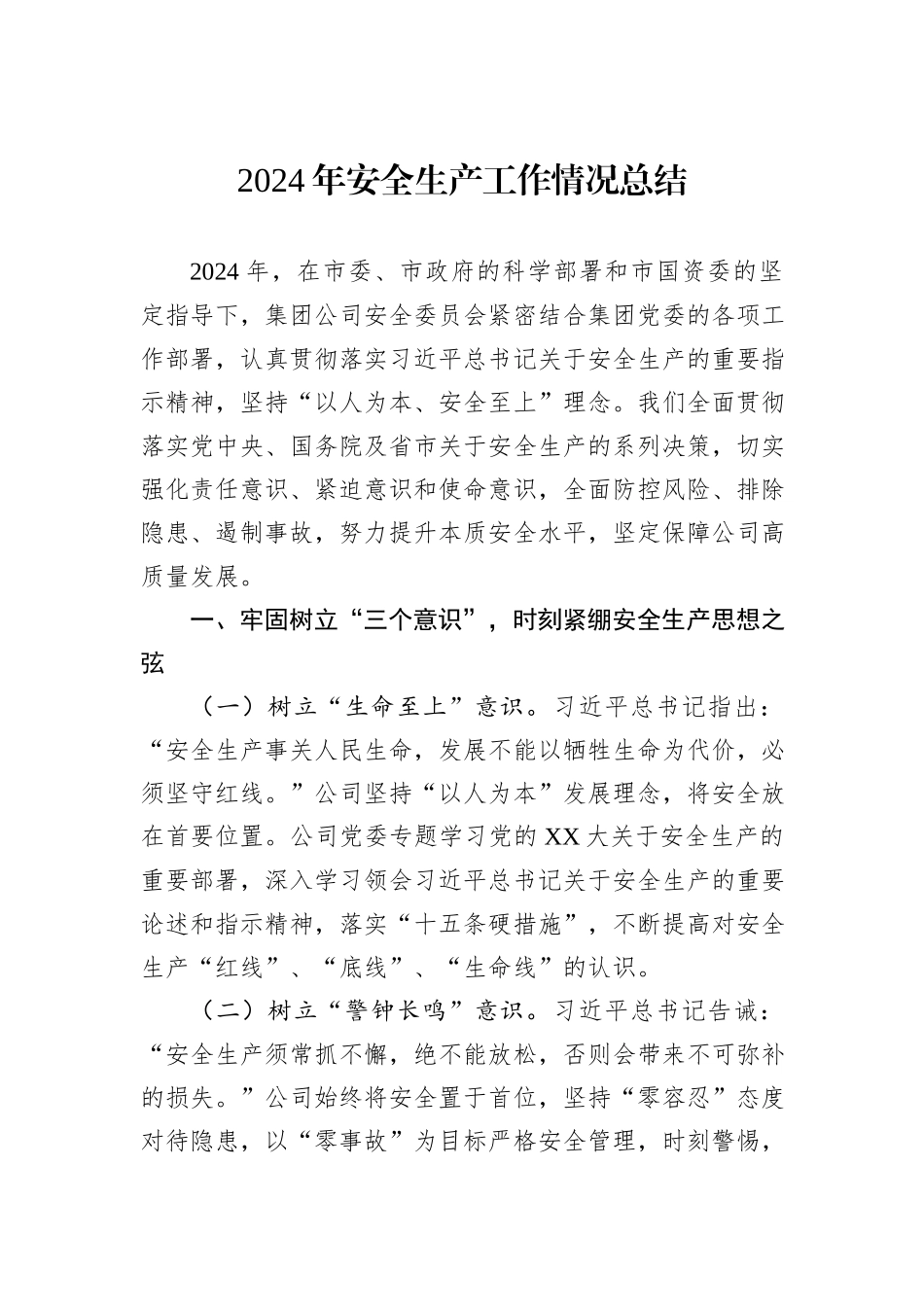 2024年安全生产工作情况总结_第1页