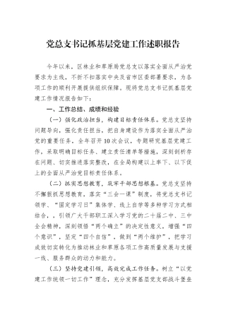 2024年党总支书记抓基层党建工作述职报告