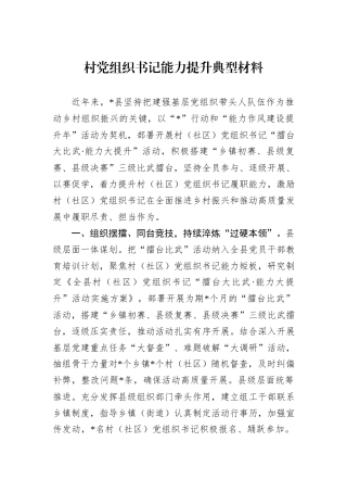 村党组织书记能力提升典型材料
