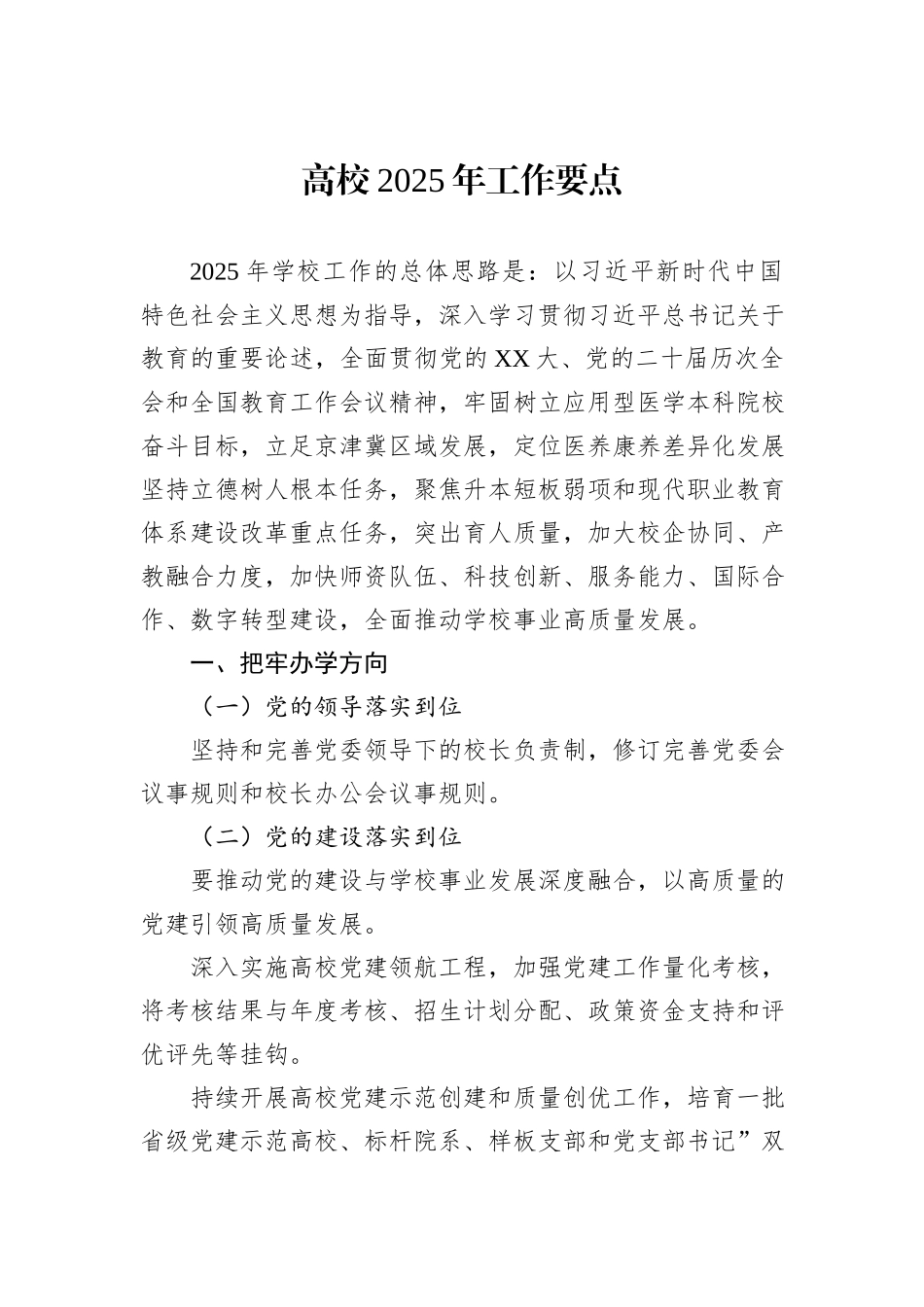 高校2025年工作要点_第1页