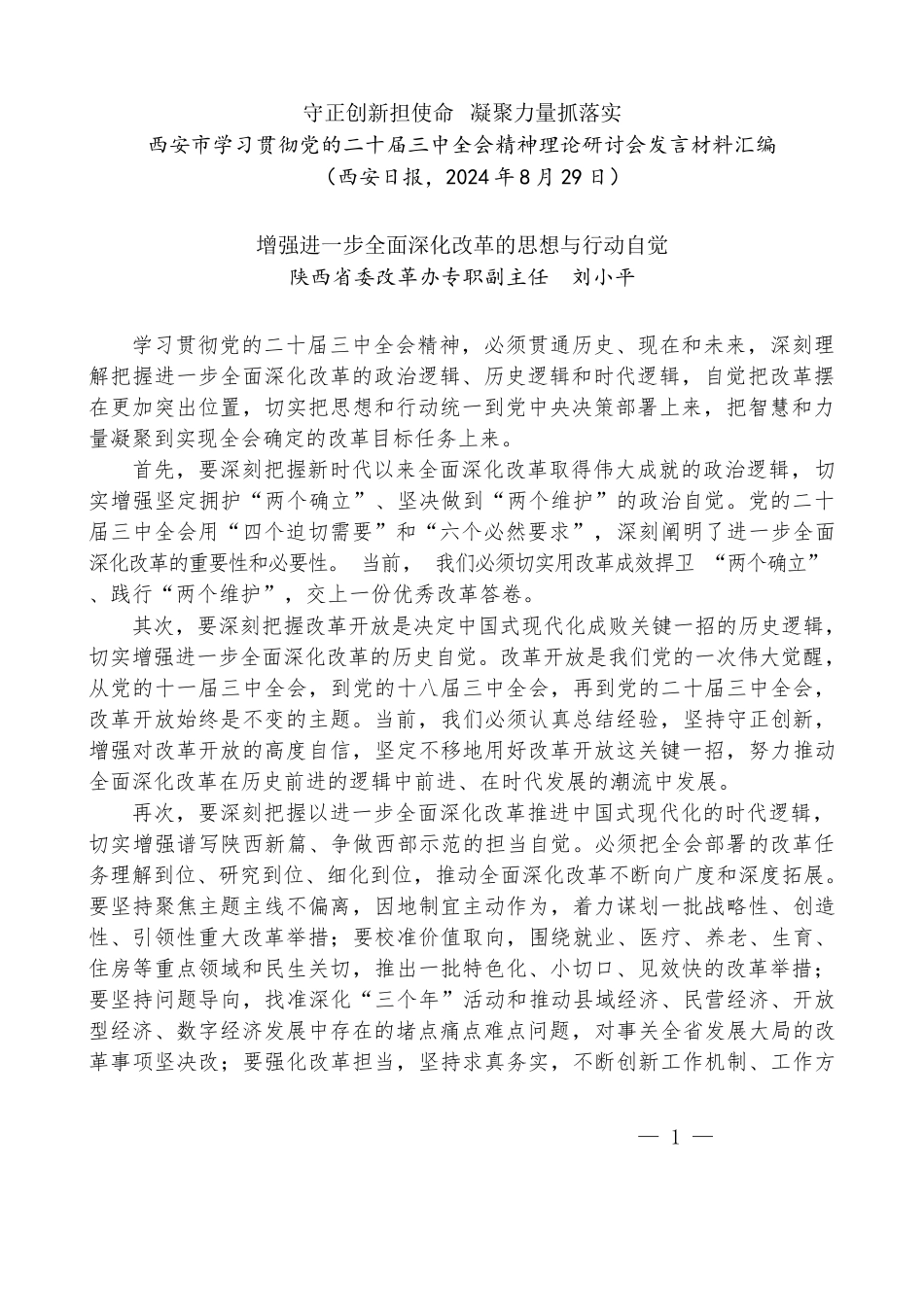 （7篇）西安市学习贯彻党的二十届三中全会精神理论研讨会发言材料汇编_第2页
