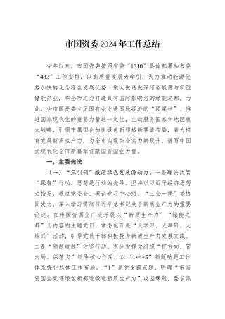 市国资委2024年工作总结