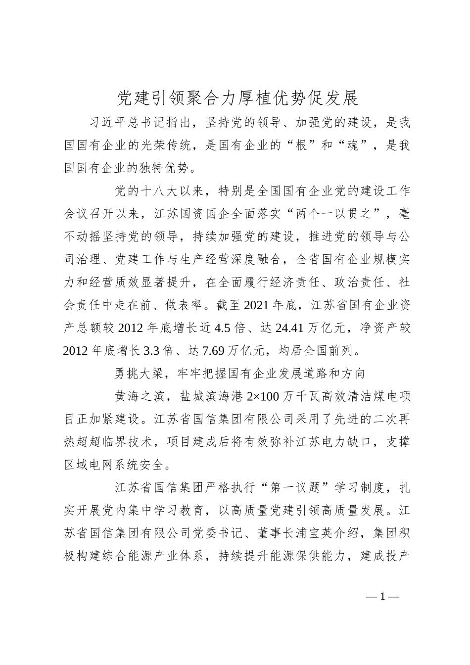 党建引领聚合力  厚植优势促发展_第1页