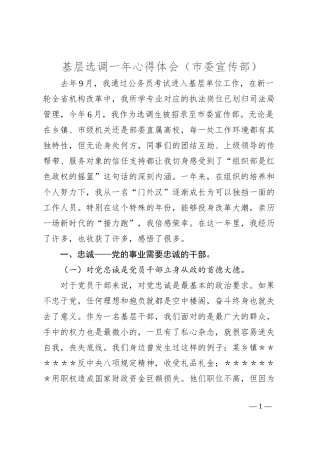基层选调一年心得体会（市委宣传部）