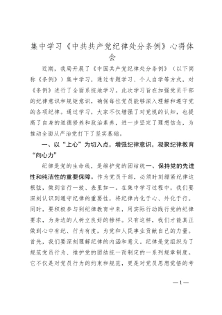 集中学习《中共共产党纪律处分条例》心得体会