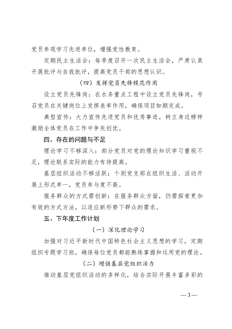 水务局全年党建工作总结_第3页