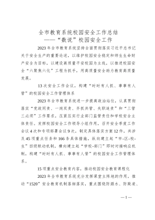 全市教育系统校园安全工作总结