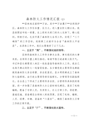 森林防火工作情况汇报（2）