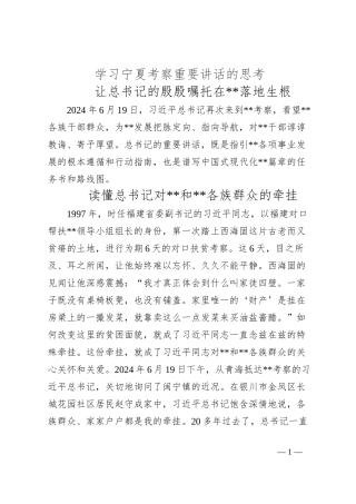 学习宁夏考察重要讲话的思考