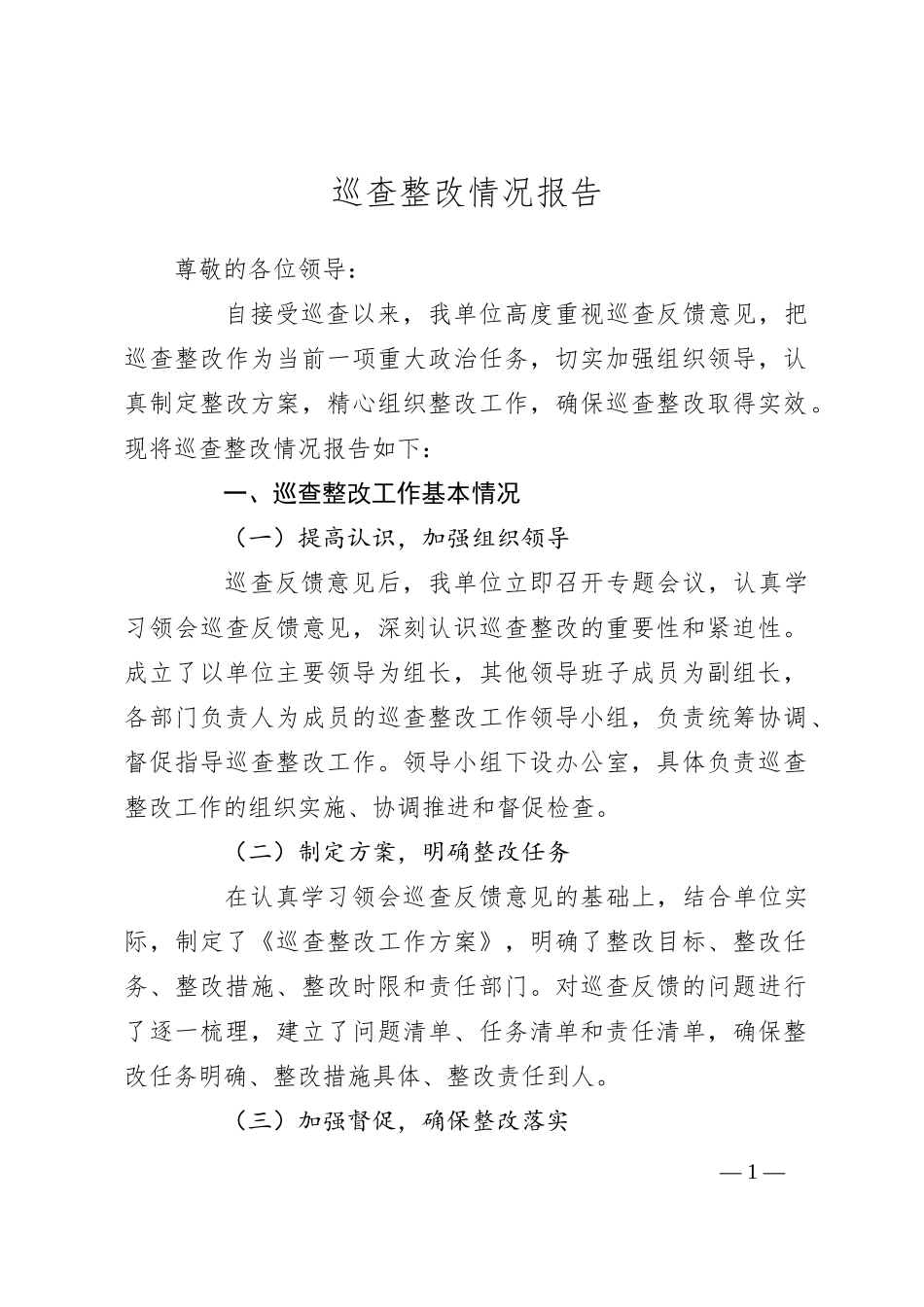 巡查整改情况报告_第1页