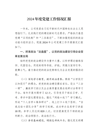 2024年度党建工作情况汇报