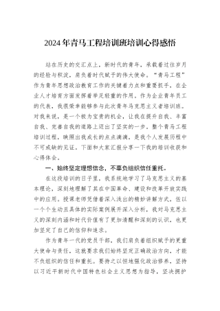 2024年青马工程培训班培训心得感悟