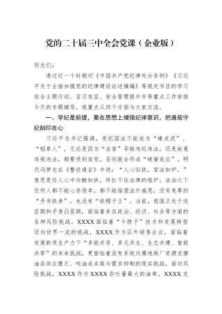 党的二十届三中全会党课（企业版）