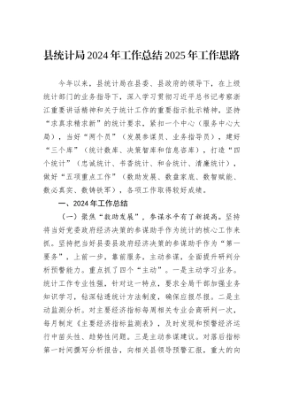 县统计局2024年工作总结2025年工作思路