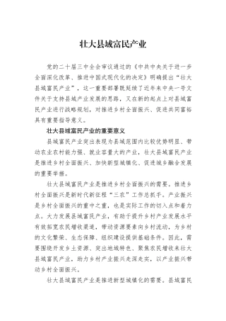 壮大县域富民产业