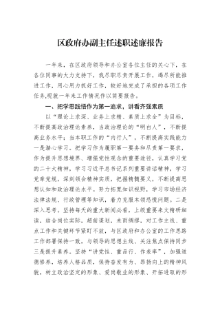 区政府办副主任述职述廉报告