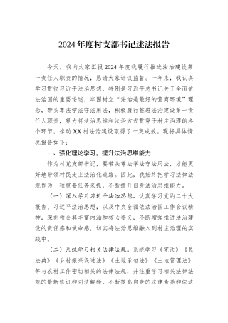 2024年度村支部书记述法报告