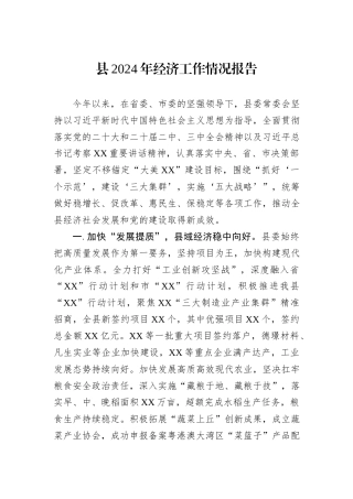 县2024年经济工作情况报告